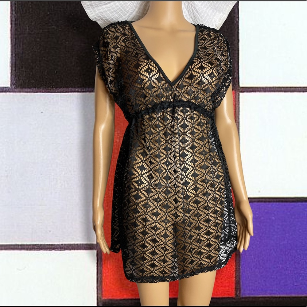 Black see-through Miken Swim cover up size small